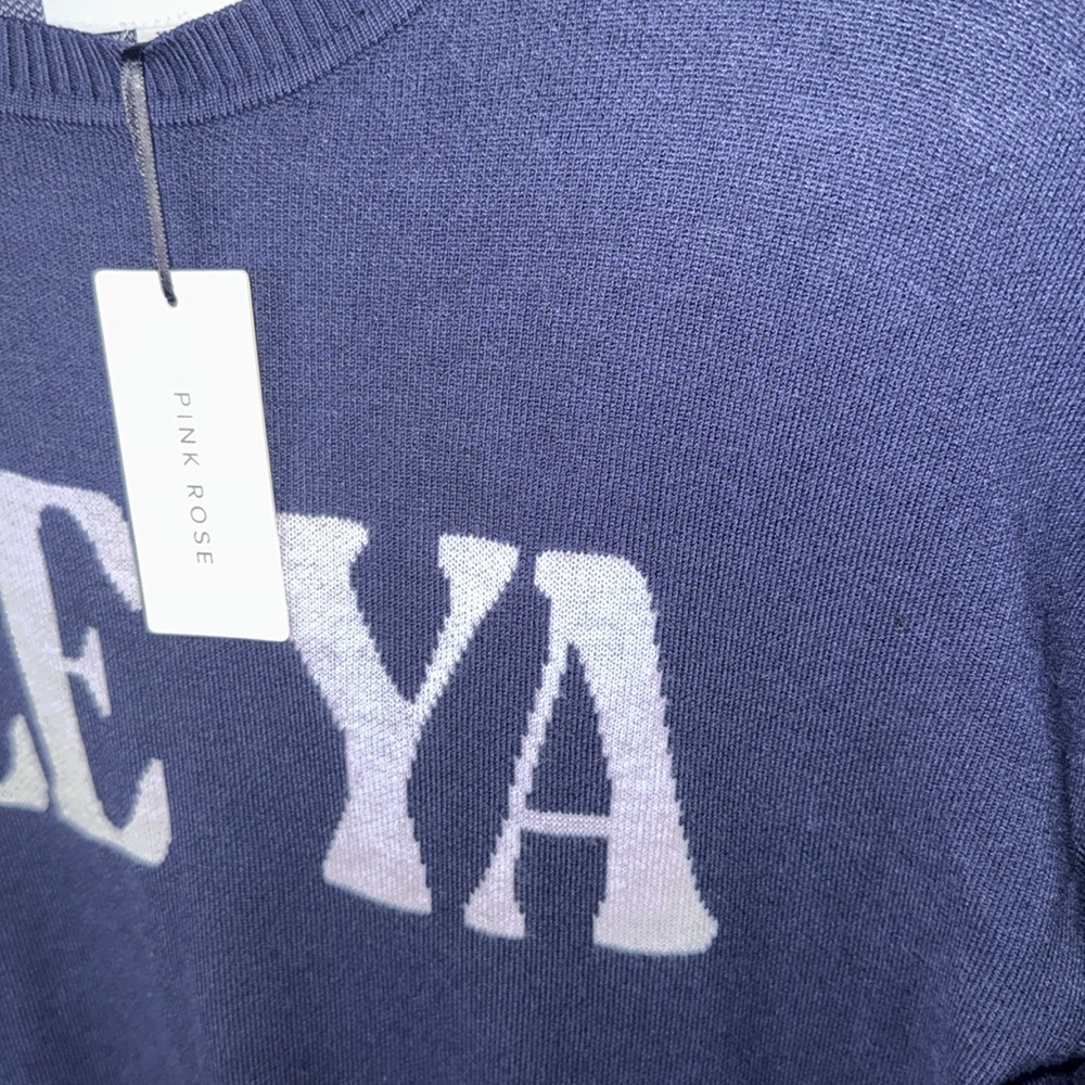 Pink Rose Navy Blue Sweater - Picture 4 of 4